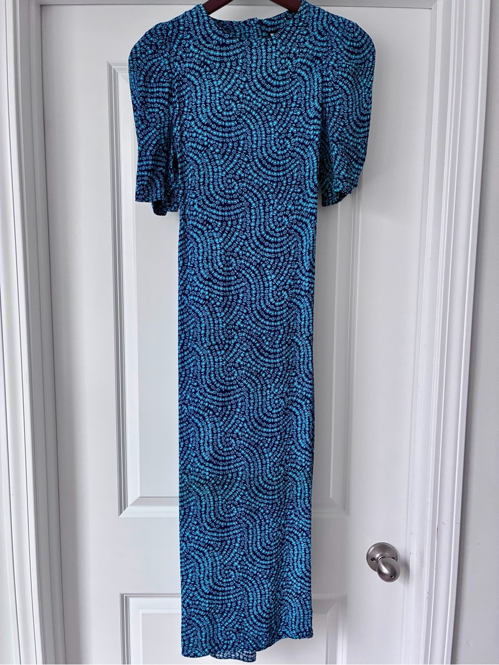 Whistles Blue Daisy Waves Cut Out Midi Dress size 6 US / 10 UK
